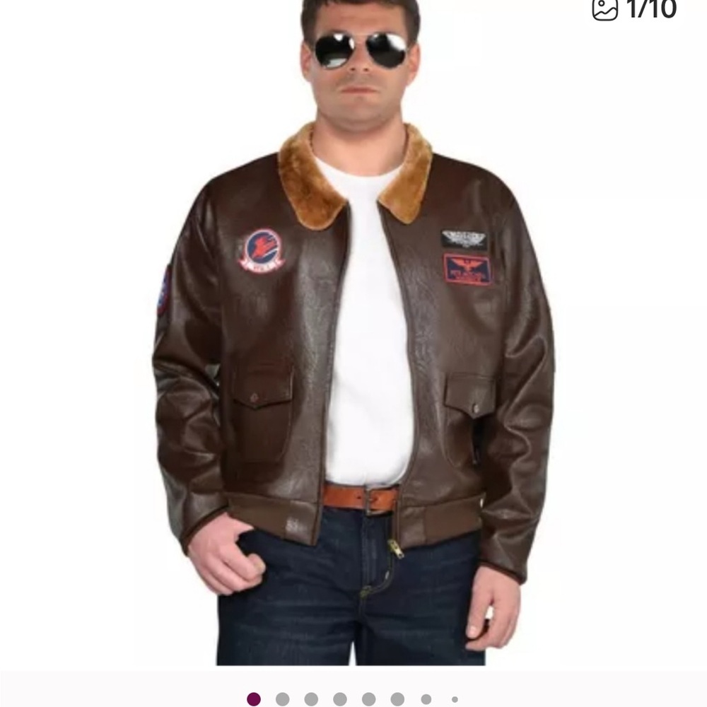 New Top Gun Maverick Men's Brown Leather Jacket with Patches